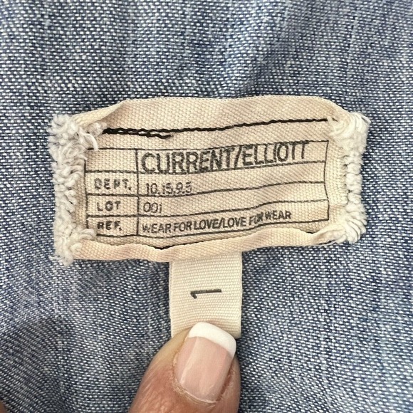Current/Elliott The Perfect Shirt Women Size 1 Small Denim Cotton Metal Buttons - Picture 11 of 12